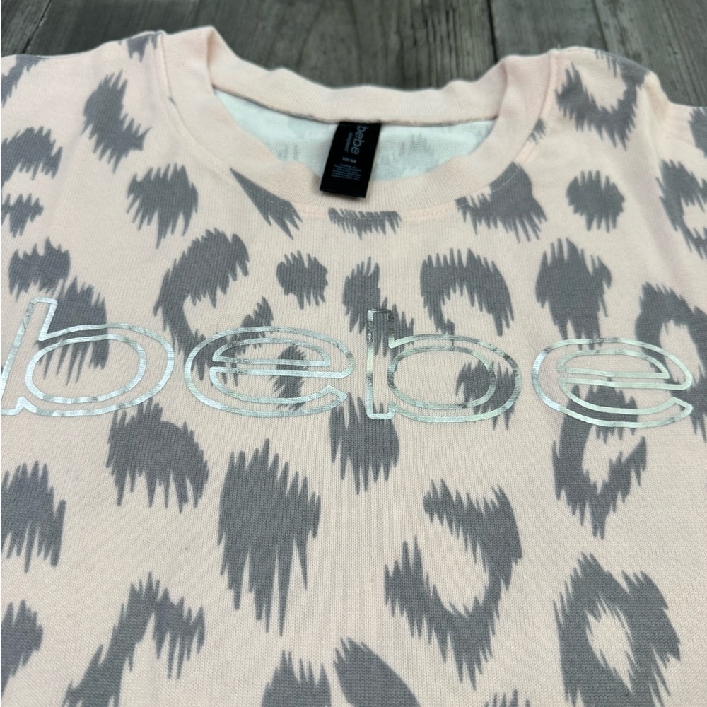 Bebe NEW Women's Sleep Shirt Leopard Pink Gray Medium NWT Lounge - Picture 2 of 7